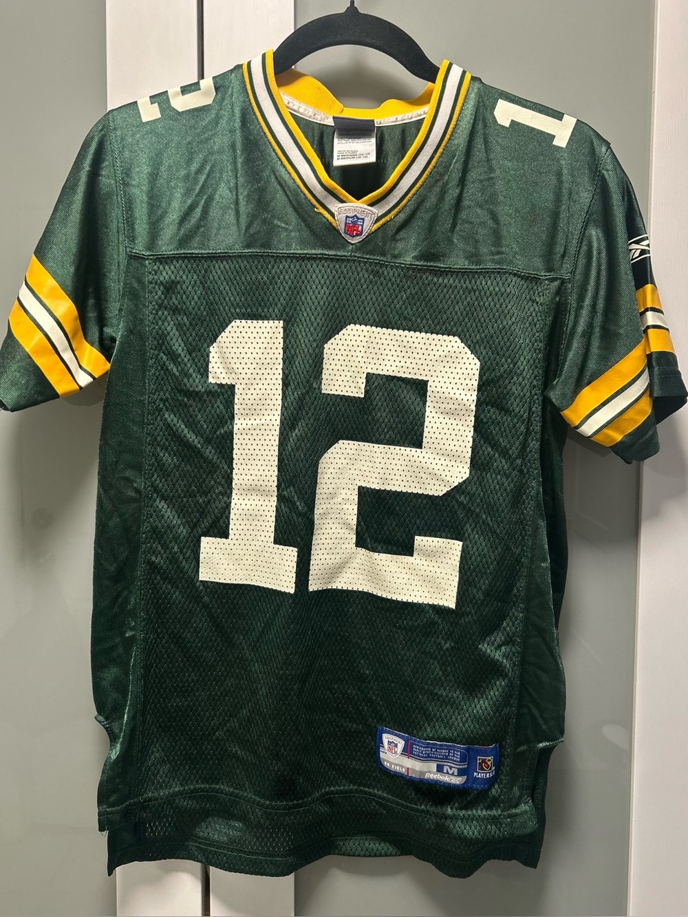 Reebok NFL On Field Green Bay Packers Aaron Rodgers Boys  Jersey Size 10-12